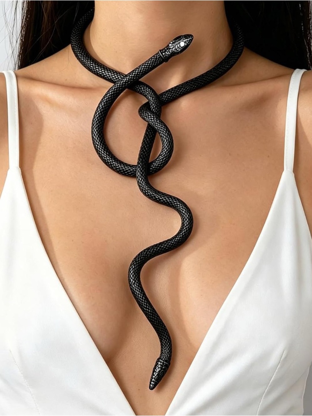 Many Ways To Wear Black Flexible Snake Retro Choker Necklace, Bracelet, Anklet